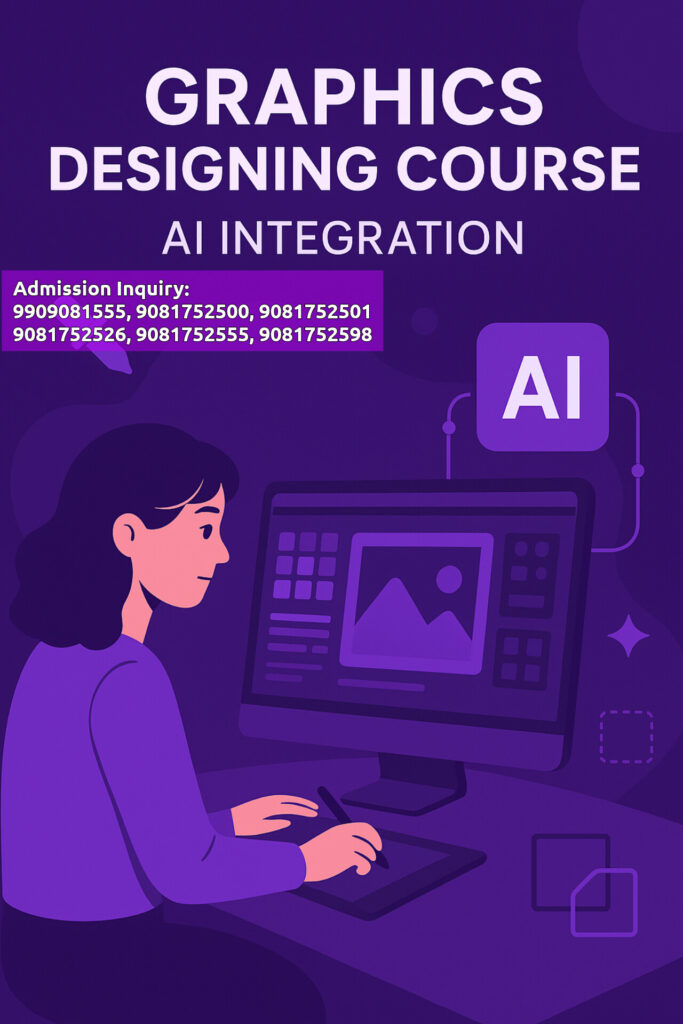 Top Graphic design course in Ahmedabad with a student working on a digital art project
